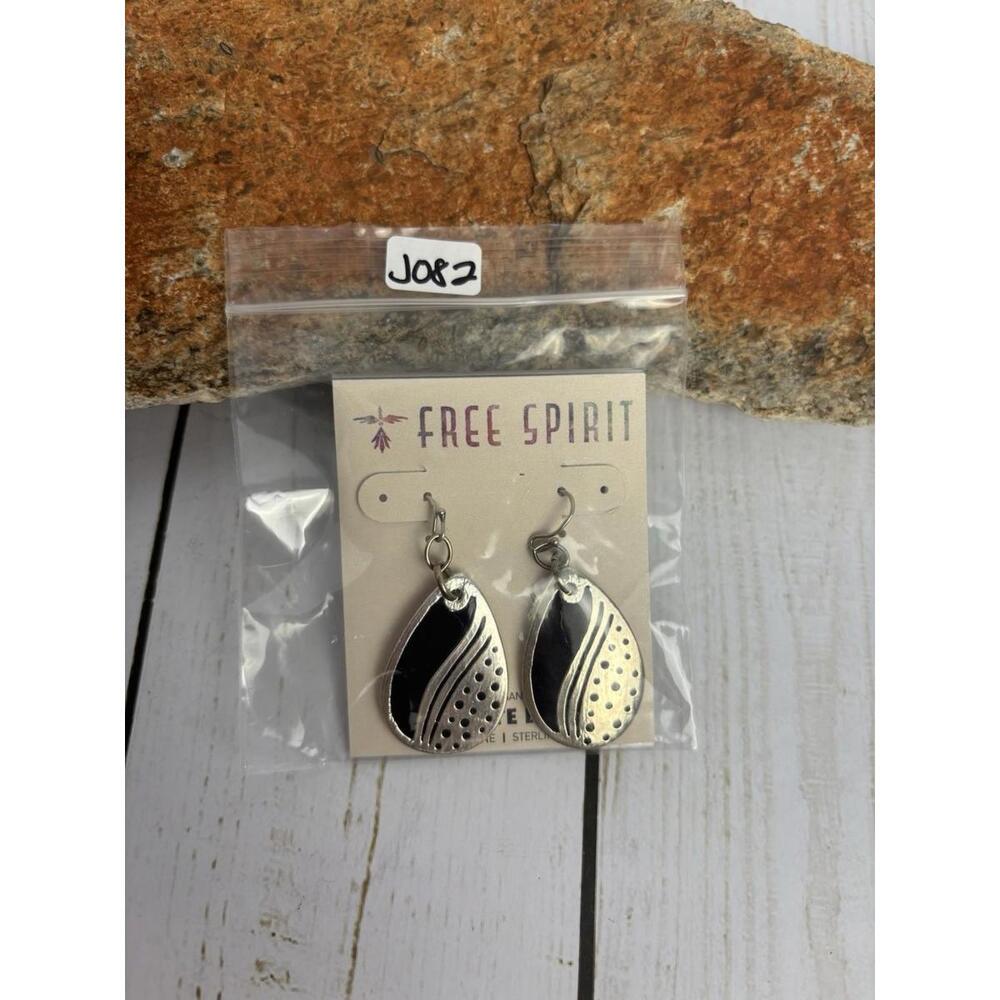 NEW Peyote Bird Sterling Silver Onyx Earrings J082 - Picture 4 of 4
